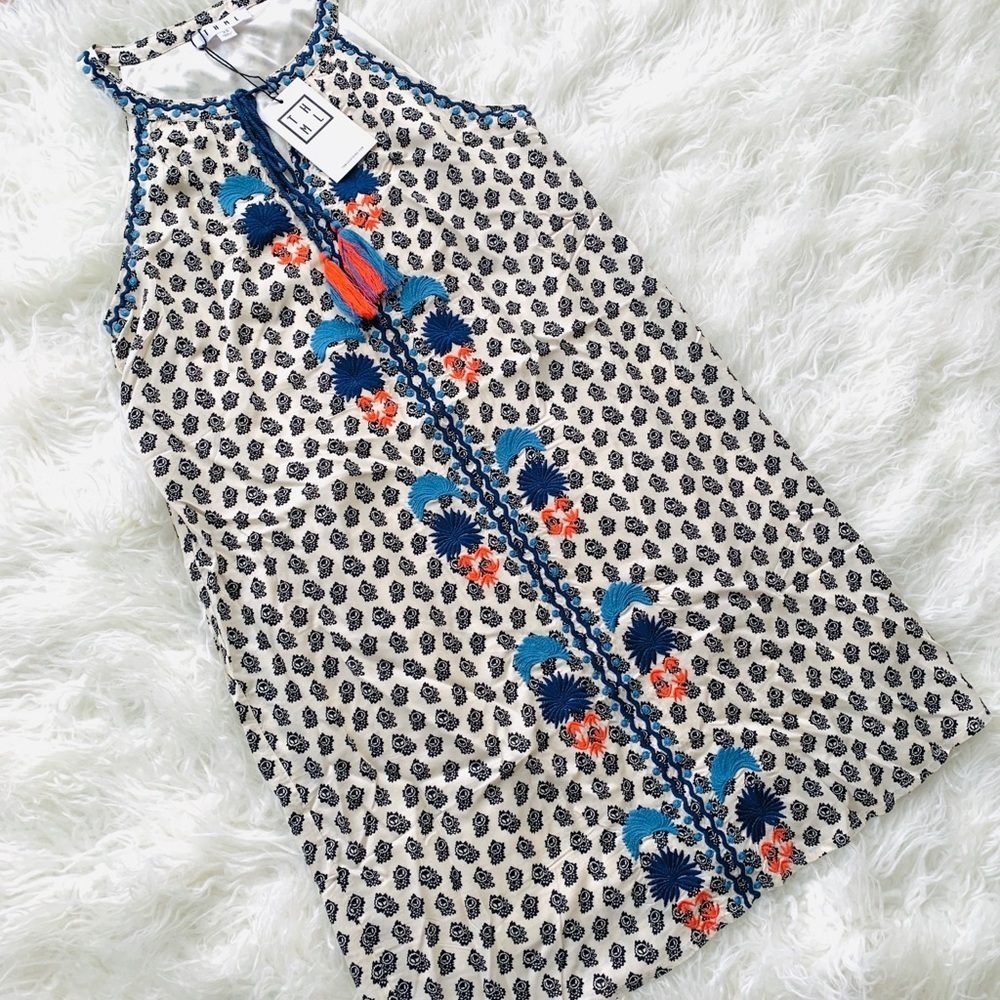 NEW THML Floral Embroidered Tunic Halter Neck Mini Dress size XS - Picture 9 of 16